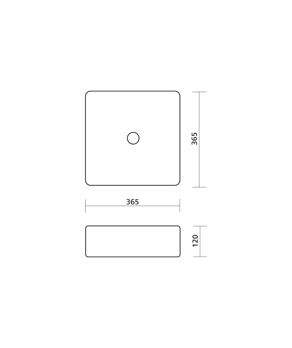 Seima 192622 Cleo 365 Fluted Square Above Counter Basin, 365x365mm, Gloss White