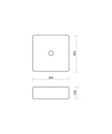 Seima 192622 Cleo 365 Fluted Square Above Counter Basin, 365x365mm, Gloss White