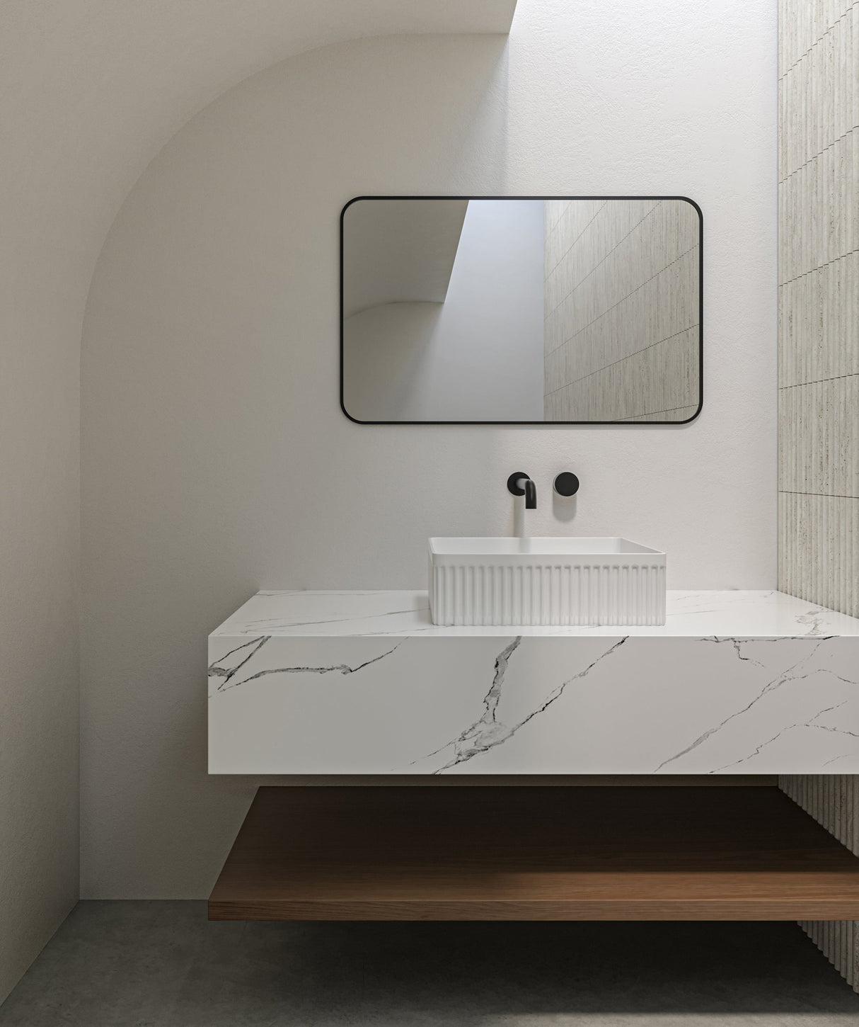 Seima 192622 Cleo 365 Fluted Square Above Counter Basin, 365x365mm, Gloss White