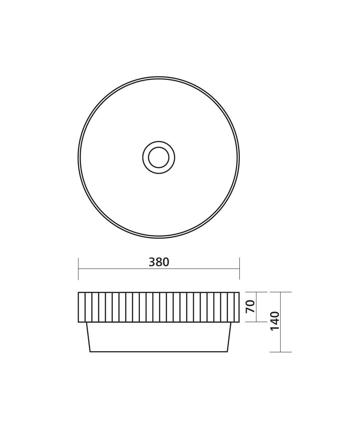 Seima 192941 Cleo 380 Fluted Round Semi-Inset Basin, 380x380mm, Matte White