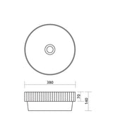 Seima 192941 Cleo 380 Fluted Round Semi-Inset Basin, 380x380mm, Matte White