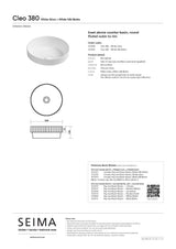 Seima 192940 Cleo 380 Fluted Round Semi-Inset Basin, 380x380mm, Gloss White