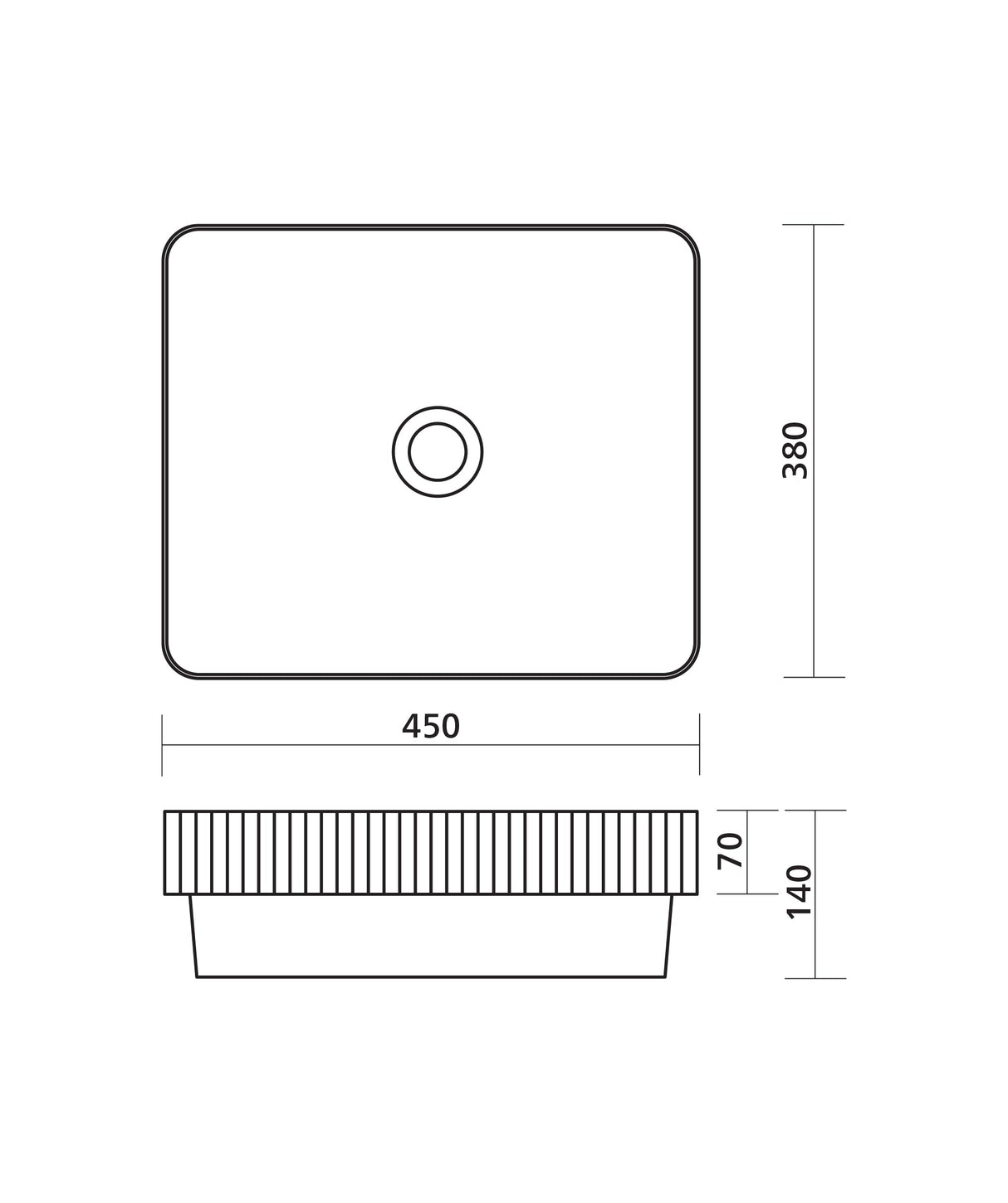 Seima 192950 Cleo 450 Fluted Rectangular Semi-Inset Basin, 450x380mm, Gloss White