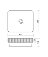 Seima 192950 Cleo 450 Fluted Rectangular Semi-Inset Basin, 450x380mm, Gloss White