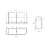 Aulic 1500mm Curva Floorstanding Vanity with Solid Surface Top Pure Top CA57-1500-ST56FT Vanity Units