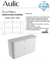 Aulic 1500mm Curva Floorstanding Vanity with Solid Surface Top Alpine Top CA57-1500-ST86FT Vanity Units