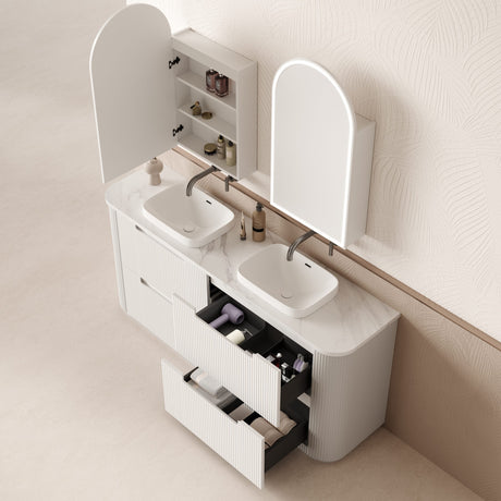 Aulic 1800mm Curva Floorstanding Vanity with Solid Surface Top Cato Top CA57-1800D-ST26FT Vanity Units