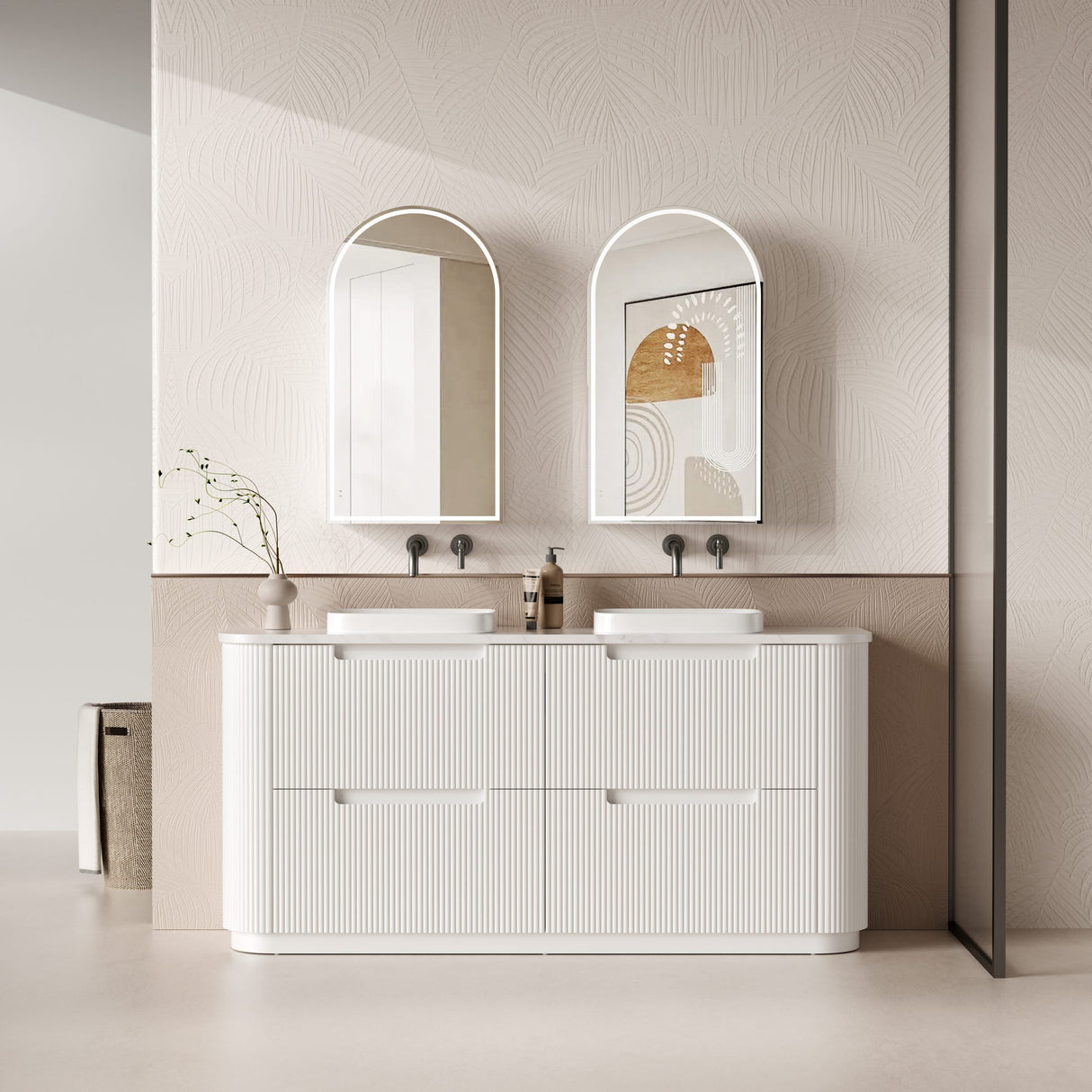 Aulic 1800mm Curva Floorstanding Vanity with Solid Surface Top Palis Top CA57-1800D-ST66FT Vanity Units
