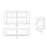 Aulic 1800mm Curva Floorstanding Vanity with Solid Surface Top Palis Top CA57-1800D-ST66FT Vanity Units