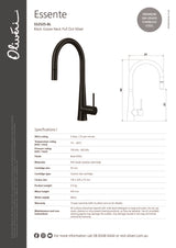 Oliveri SS2525-BL Pull Out Gooseneck Mixer Tap, Black