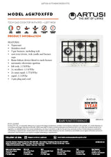 Artusi AGH70XFFD 70cm Gas Cooktop, Stainless Steel