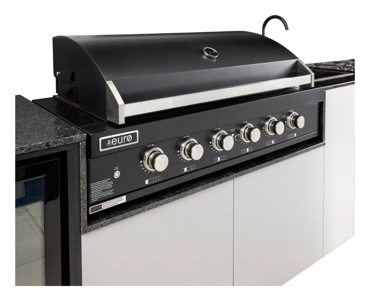 Euro Appliances EAL1200EBQBL Black 6 Burner Built-In BBQ