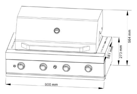Euro Appliances Eal900Rbqbl Black 90Cm Built In Bbq In