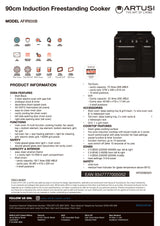 Artusi AFIR935B 90cm Induction Range Stove & 3 Door Electric Oven, Matte Black