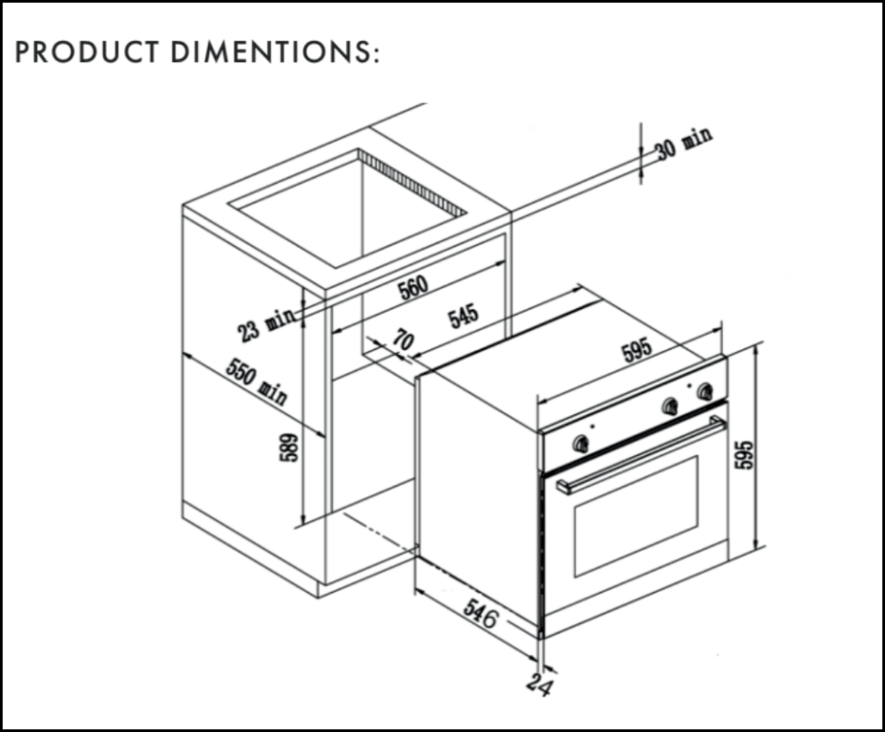 Euro Appliances EO60SOSX Black & Stainless Steel Side Opening Electric