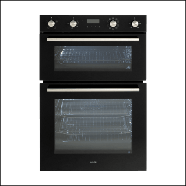 Euro Appliances Eo8060Dbk Black Glass Electric Multifunction Duo Wall Oven Ovens