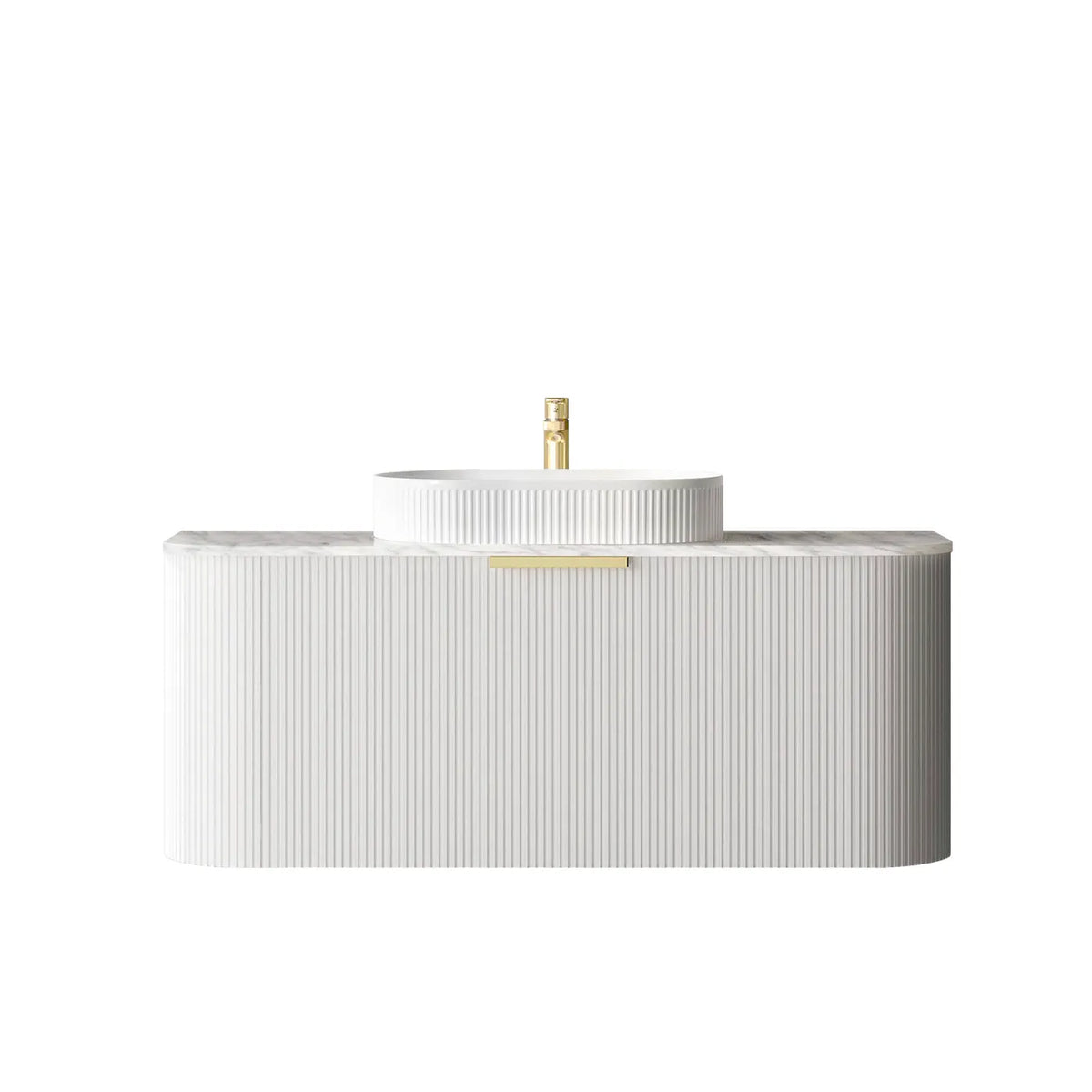 Otti Bondi Wall Hung Vanity, Fluted Satin White