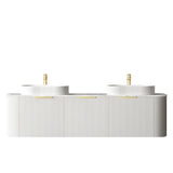 Otti Bondi Wall Hung Vanity, Fluted Satin White