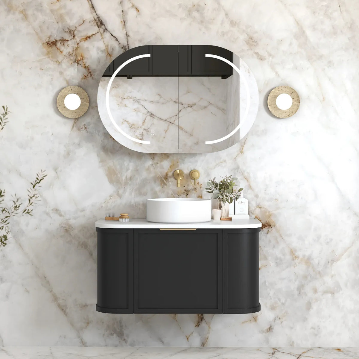 Otti Hampshire Wall Hung Vanity, Satin Black