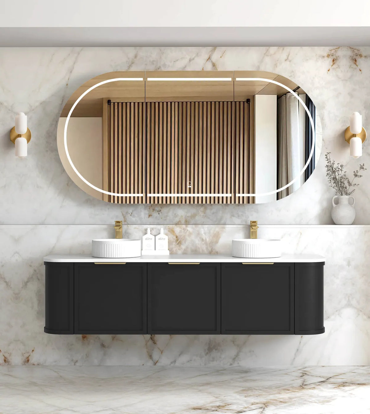 Otti Hampshire Wall Hung Vanity, Satin Black