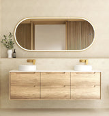 Otti Byron Wall Hung Vanity, Natural Oak