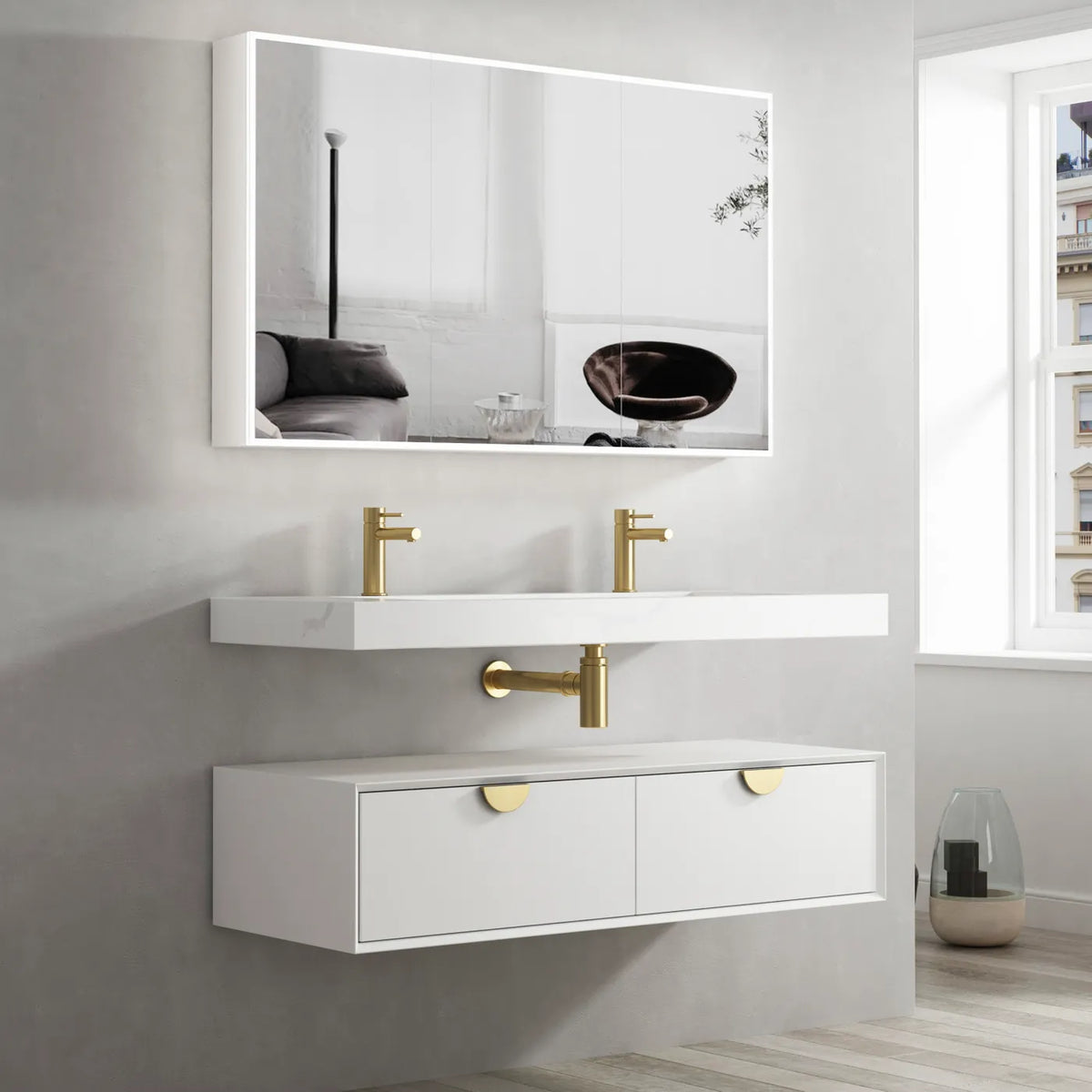Otti Moonlight Wall Hung Vanity, Satin White