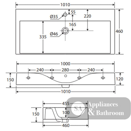 Fienza 10100AWHA RAK Des 101 Wall Basin No Tap Hole Alpine White - Basins