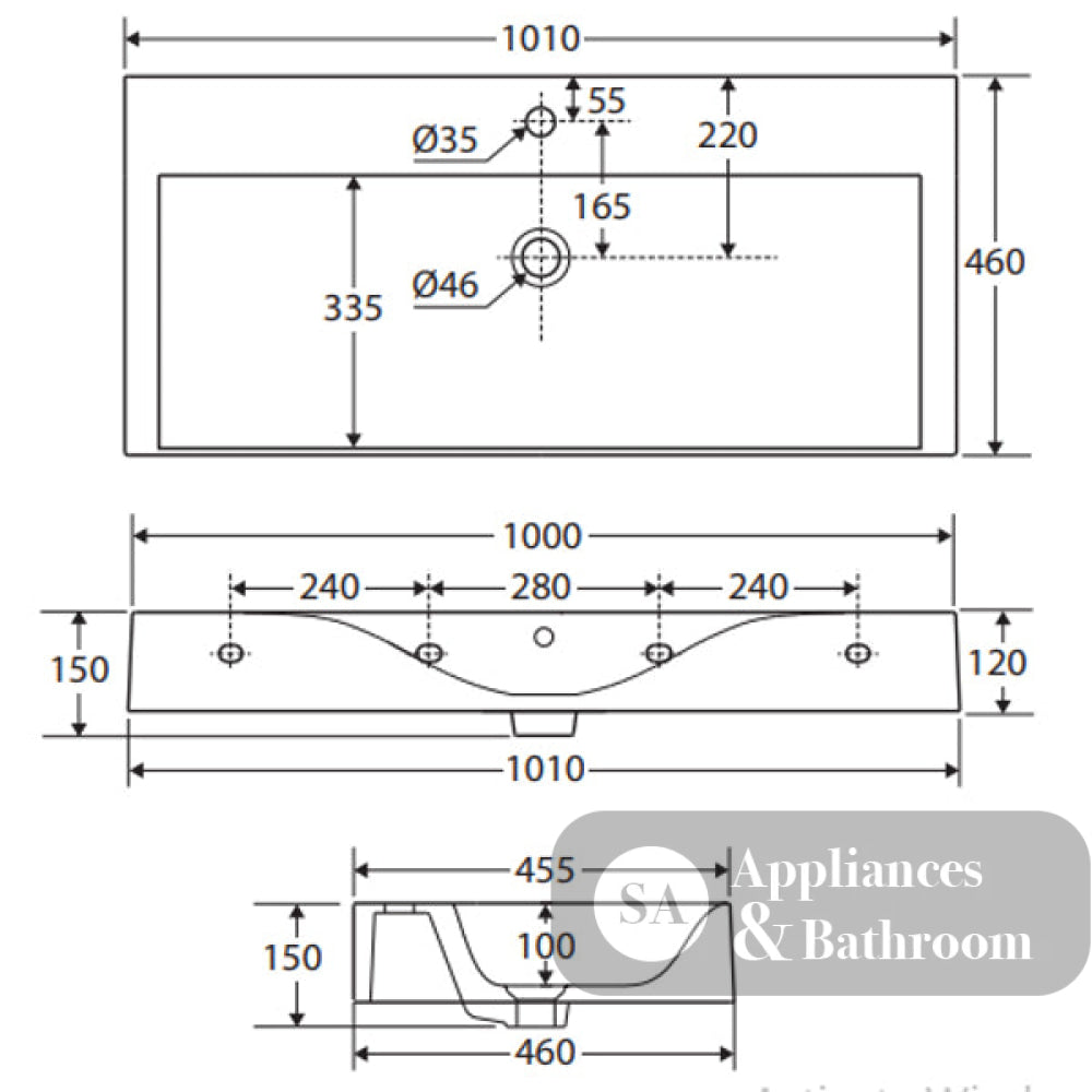 Fienza 10101AWHA RAK Des 101 Wall Basin One Tap Hole Alpine White - Basins