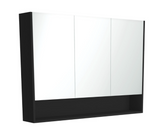 Fienza 1200mm PSC1200SB Mirror Cabinet with Undershelf Satin Black - Mirrors & Cabinets