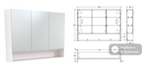 Fienza 1200mm PSC1200SB Mirror Cabinet with Undershelf Satin Black - Mirrors & Cabinets