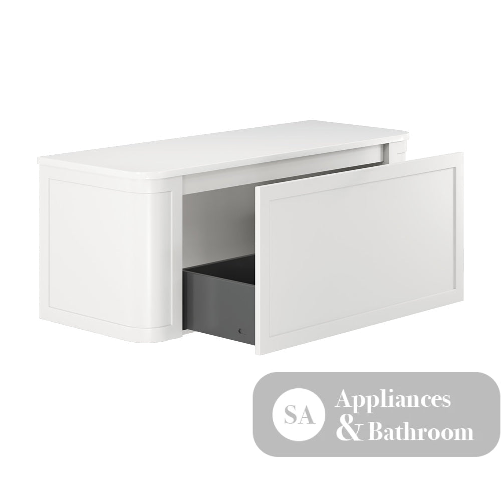Fienza 120CM Mila Curved Satin White 1200 Wall Hung Cabinet - Vanity Units