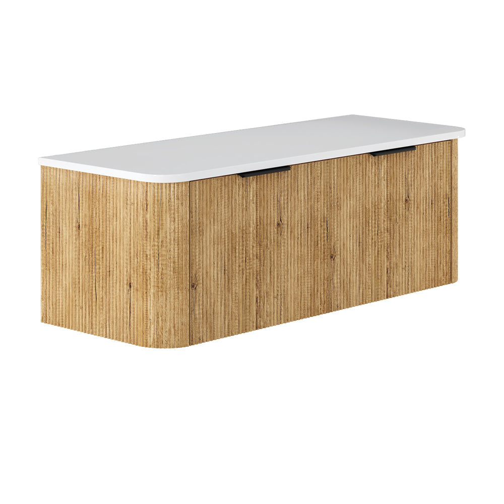 Fienza 120US-C Minka Curved Scandi Oak 1200 Wall Hung Cabinet - Vanity Units