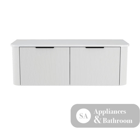 Fienza 120UW-C Minka Curved Satin White 1200 Wall Hung Cabinet - Vanity Units