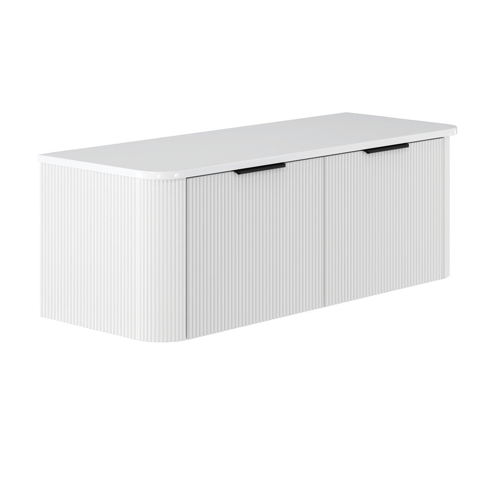Fienza 120UW-C Minka Curved Satin White 1200 Wall Hung Cabinet - Vanity Units