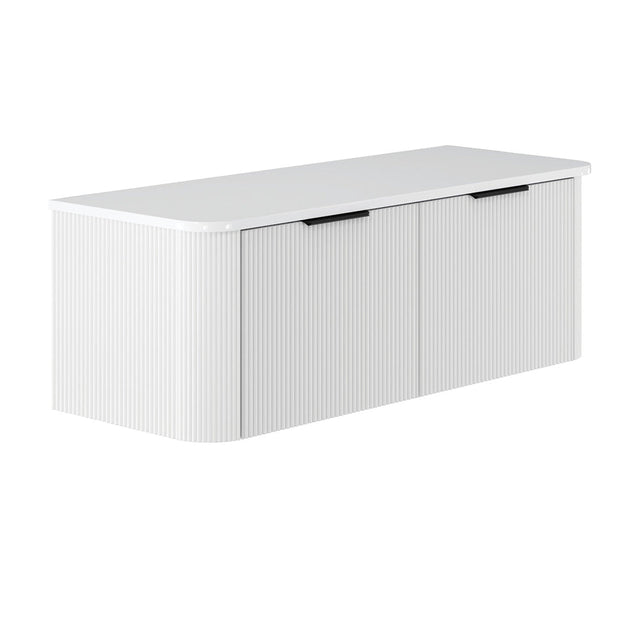 Fienza 120UW-C Minka Curved Satin White 1200 Wall Hung Cabinet - Vanity Units