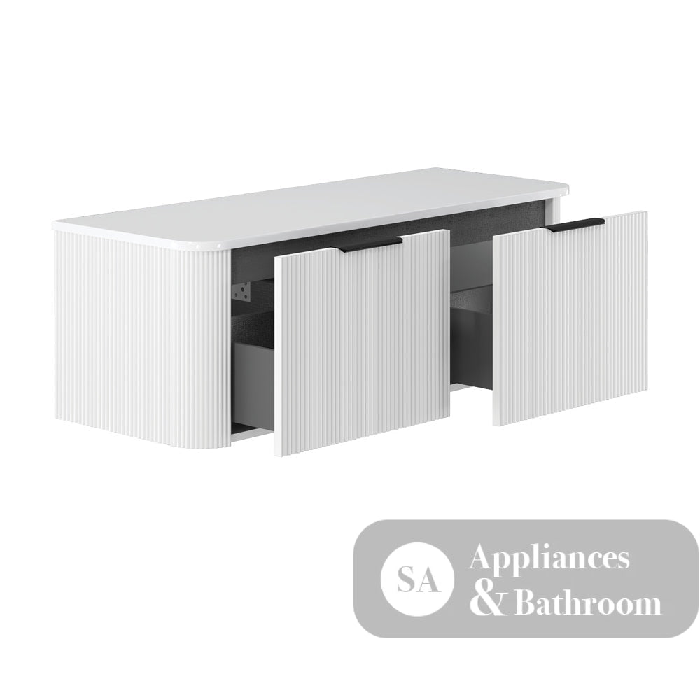 Fienza 120UW-C Minka Curved Satin White 1200 Wall Hung Cabinet - Vanity Units