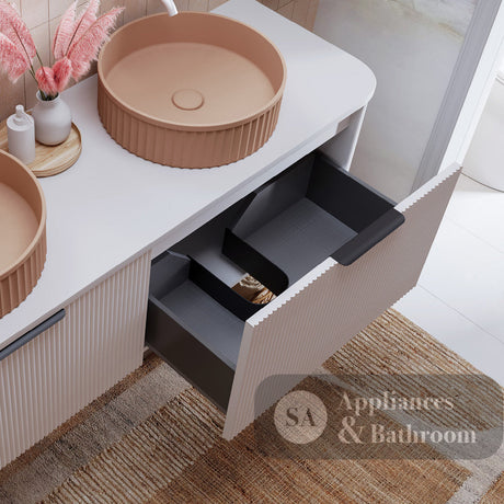 Fienza 120UW-C Minka Curved Satin White 1200 Wall Hung Cabinet - Vanity Units