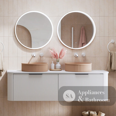 Fienza 120UW-C Minka Curved Satin White 1200 Wall Hung Cabinet - Vanity Units