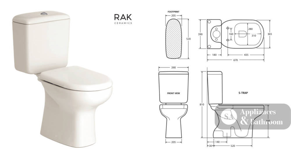 Fienza 122722I Liwa Close-Coupled Toilet Suite S Trap Ivory - Toilet Suites