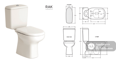 Fienza 122722I Liwa Close-Coupled Toilet Suite S Trap Ivory - Toilet Suites
