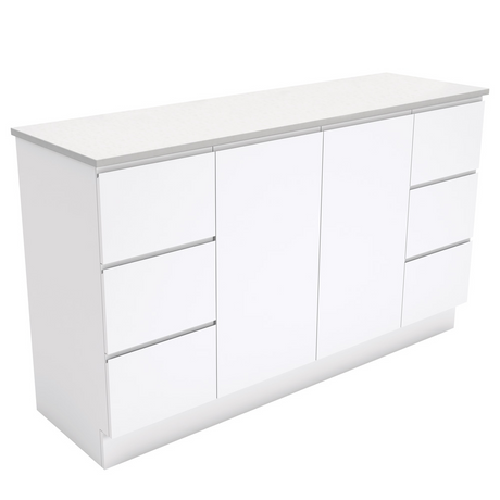 Fienza 150C 1500mm Fingerpull Cabinet On Kickboard Gloss White Cabinet Only - Cabinet Only