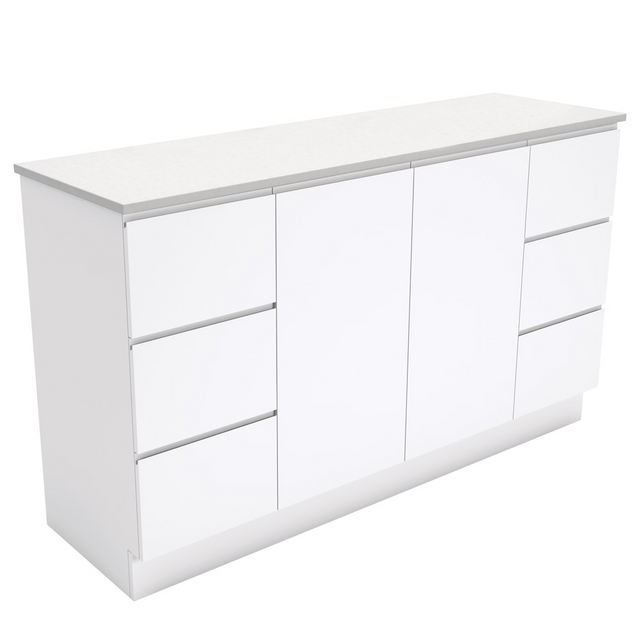 Fienza 150C 1500mm Fingerpull Cabinet On Kickboard Gloss White Cabinet Only - Cabinet Only