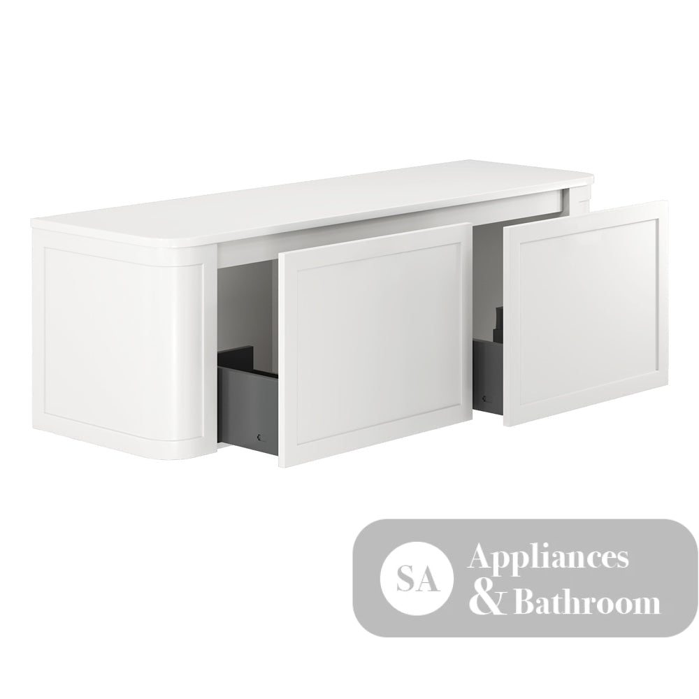 Fienza 150CM Mila Curved Satin White 1500 Wall Hung Cabinet - Vanity Units
