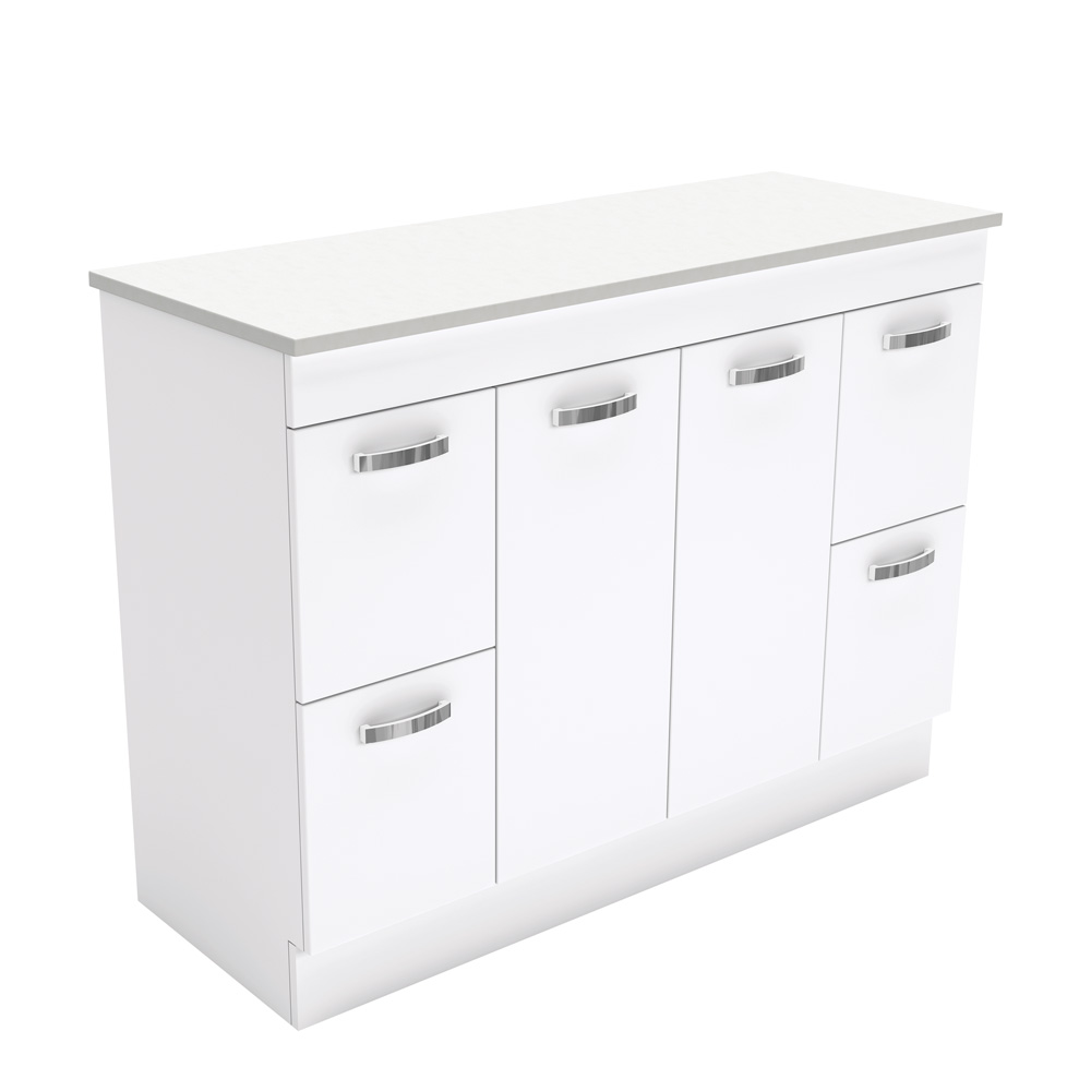 Fienza 150NKW 1500mm Unicab Cabinet On Kickboard Solid Doors Gloss White Cabinet Only - Cabinet Only