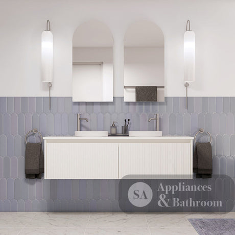 Fienza 150RW-C Alina Fluted Satin White 1500 Wall-Hung Cabinet Cabinet Only - Cabinet Only