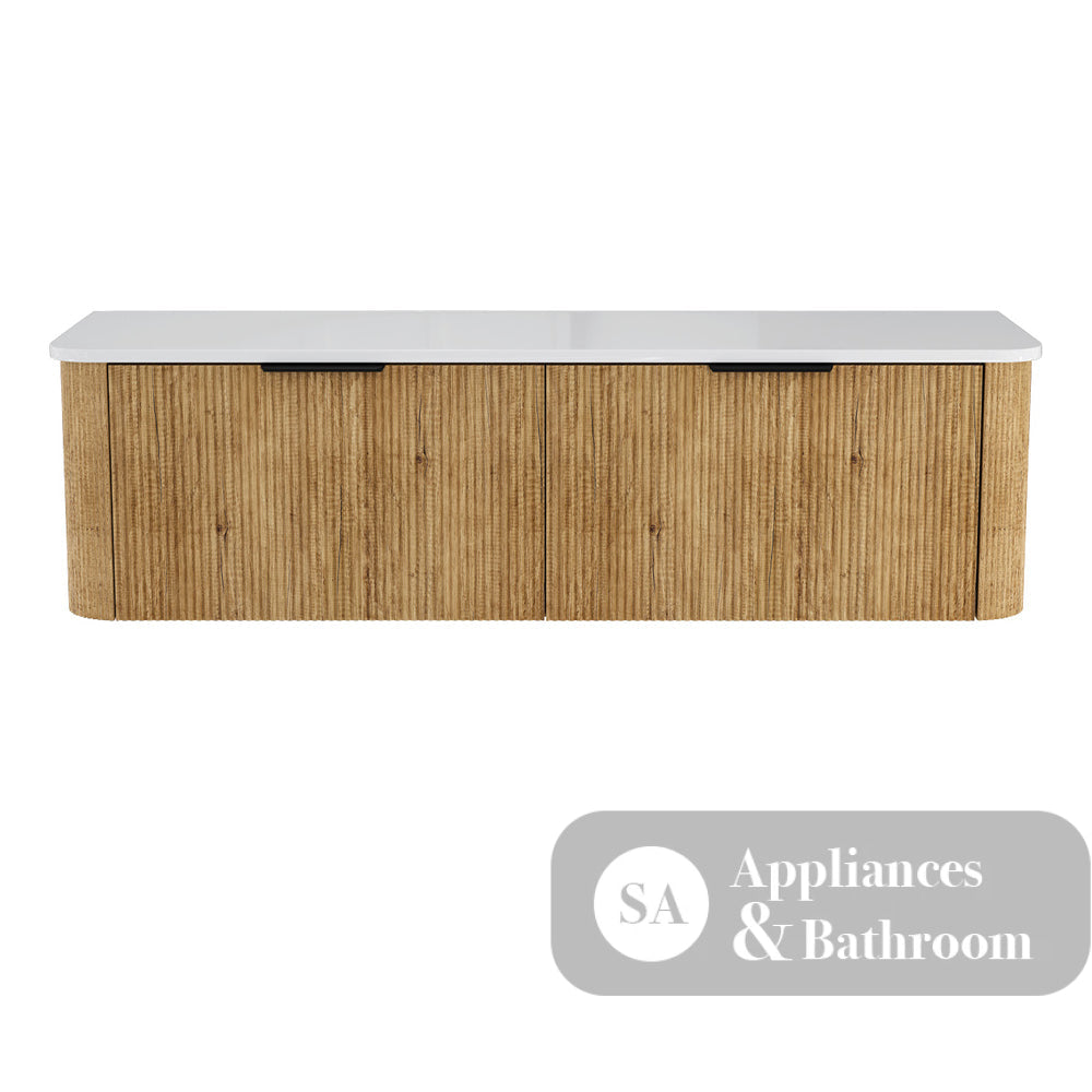 Fienza 150US-C Minka Curved Scandi Oak 1500 Wall Hung Cabinet - Vanity Units