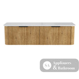 Fienza 150US-C Minka Curved Scandi Oak 1500 Wall Hung Cabinet - Vanity Units