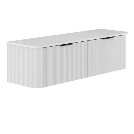 Fienza 150UW-C Minka Curved Satin White 1500 Wall Hung Cabinet - Vanity Units
