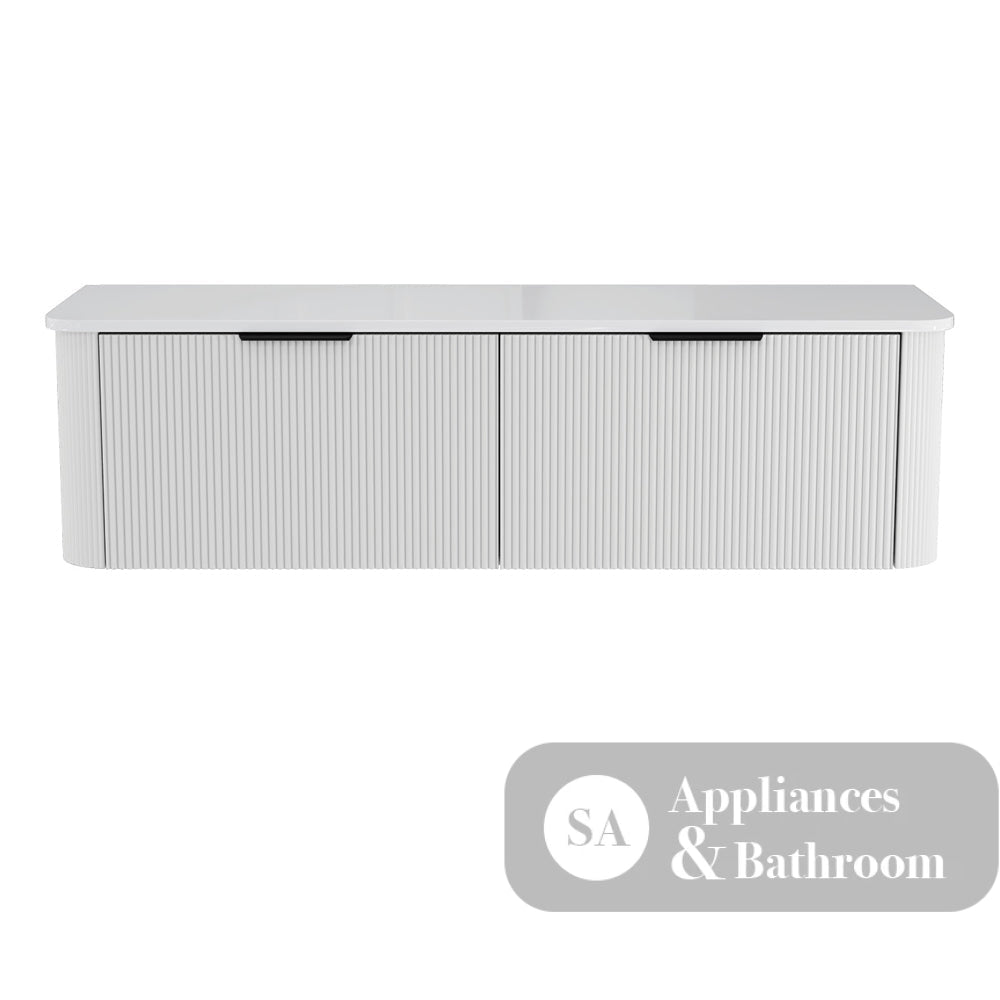 Fienza 150UW-C Minka Curved Satin White 1500 Wall Hung Cabinet - Vanity Units