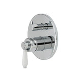 Fienza 202102 Eleanor Wall Shower Mixer Diverter Chrome with White Ceramic Handle - Wall Mixer Diverter